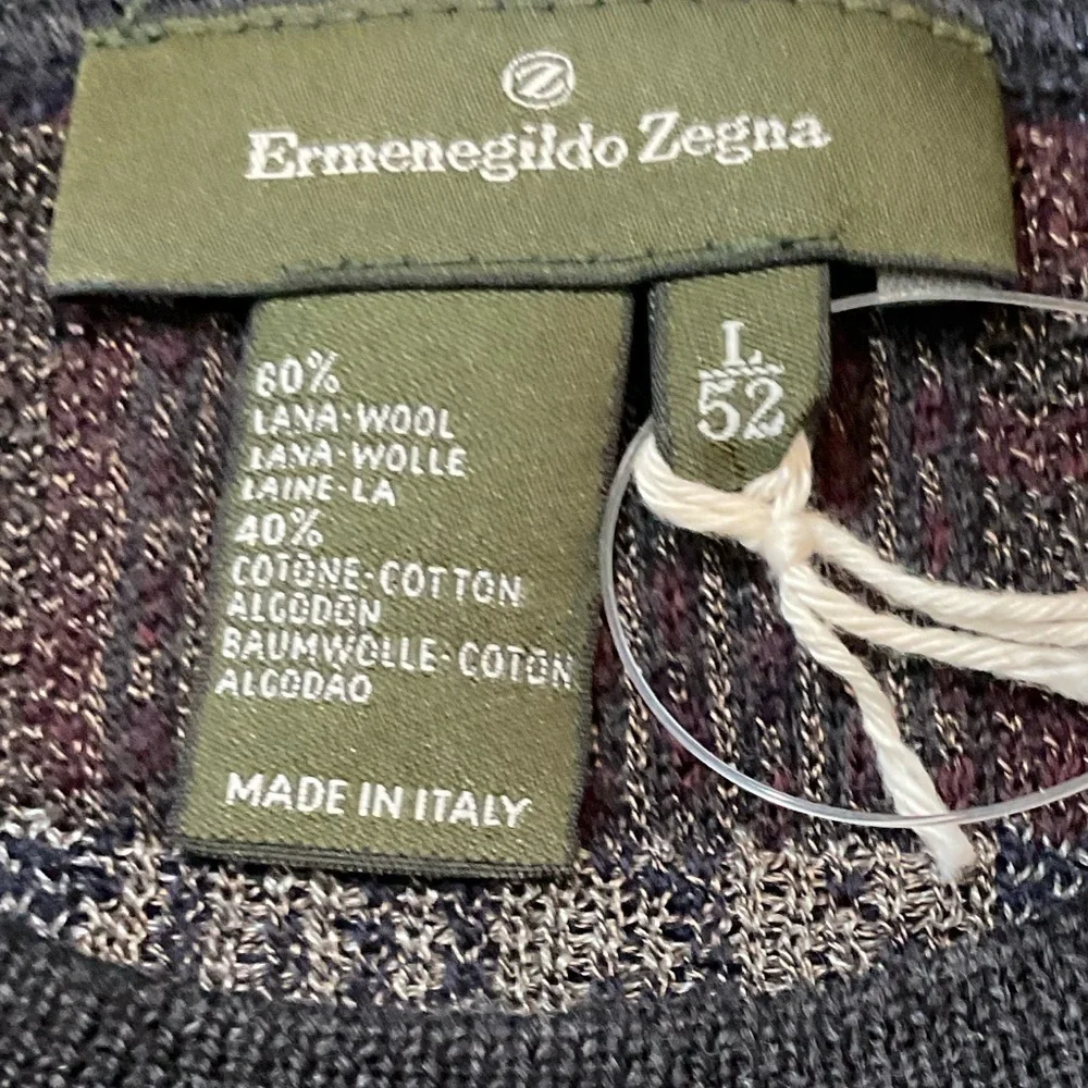 ERMENEGILDO Zegna NWT Multi Pattern Wool CottonSweater size L - 52 Made in Italy